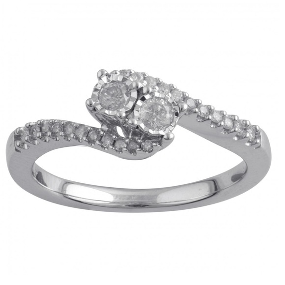 0.25 CTW Diamond and 14K White Gold Over Sterling Silver Ring